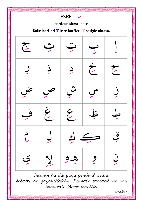 Esre ders tablosu 1